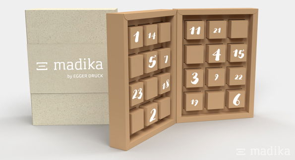 Adventskalender Buch aus Naturkarton und Graskarton