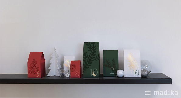 Adventskalender Häuschen bedruckt auf Galerie Adventskalender Häuschen bedruckt auf Galerie