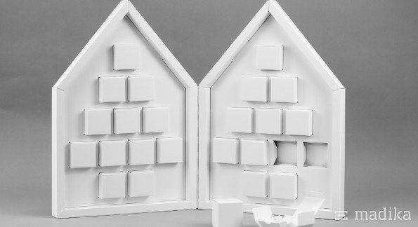 Weißmuster Adventskalender Haus