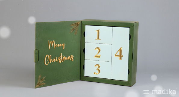 Klapp Adentskalender mit 4 Schachteln