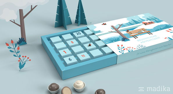 Adventskalender Premium zum Schieben für Pralinen
