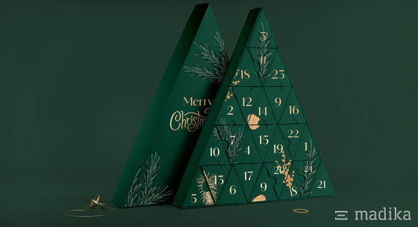 Adventskalender Pyramide grün bedruckt