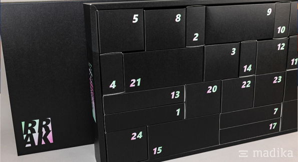 Rennrad-Adventskalender schwarz bedruckt