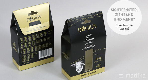 Beutelschachtel bedruckt mit Sichtfenster