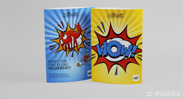 Ellipsenaufsteller bunt bedruckt