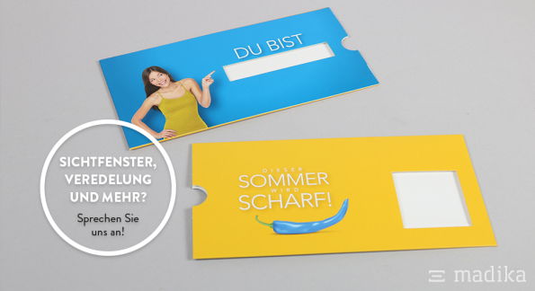 Flachkartonhülle mit Sichtfenster