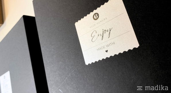 Geschenkbox Front-Etikett Box