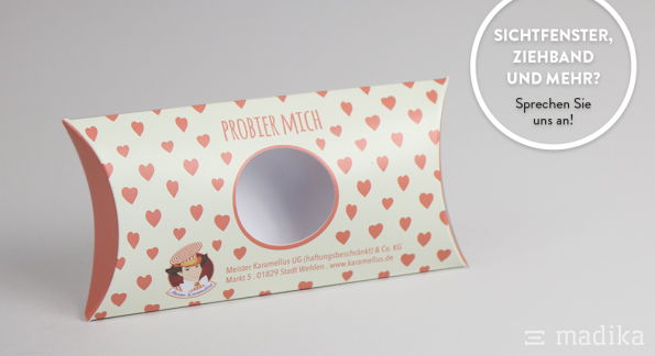 Kissenschachtel mit Sichtfenster