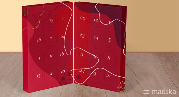 Klapp-Adventskalender XS rote Bedruckung Klapp-Adventskalender XS rote Bedruckung