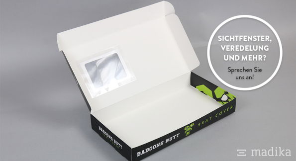 Klappschachtel gekrempelt mit Sichtfenster