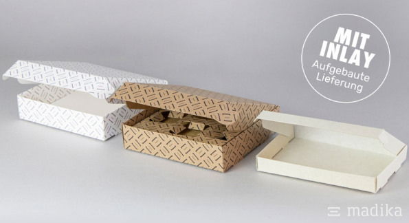 Klappschachteln gekrempelt mit Inlay