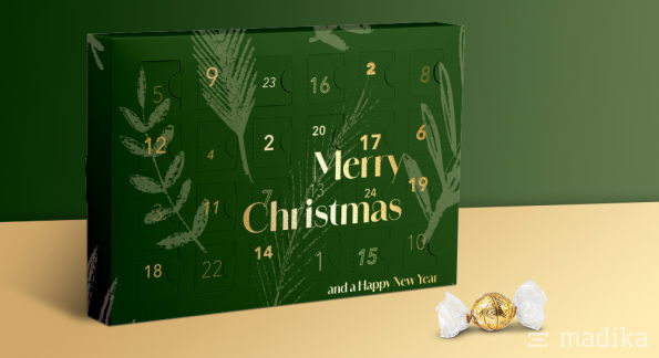 Adventskalender befüllt mit Pralinen