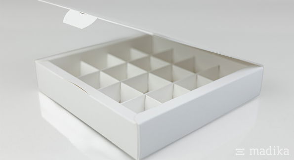 Weiße Pralinenverpackung