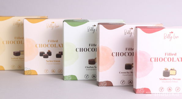 Bunte Auswahl Pralinenverpackungen