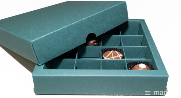 Pralinenverpackung aus grünem Gmund Used