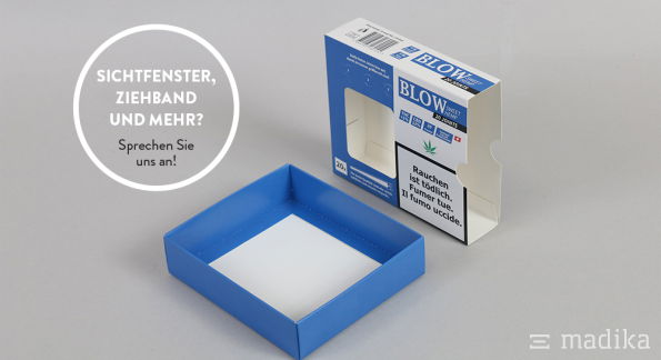 Schiebeschachteln gekrempelt geschlossen Sichtfenster