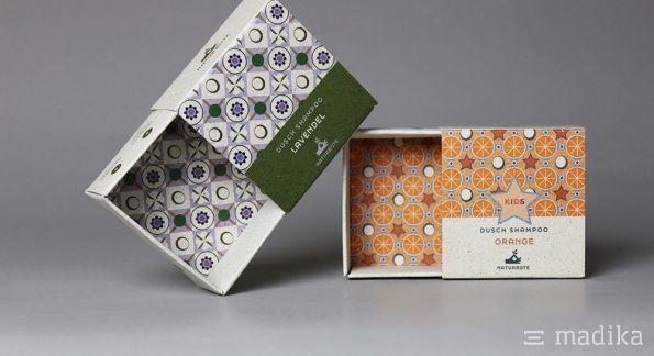 Schiebeschachtel aus Graskarton für festes Shampoo
