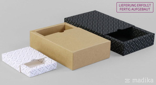 Schiebeschachtel Hohlwand geschlossen Naturkarton Schwarzkarton