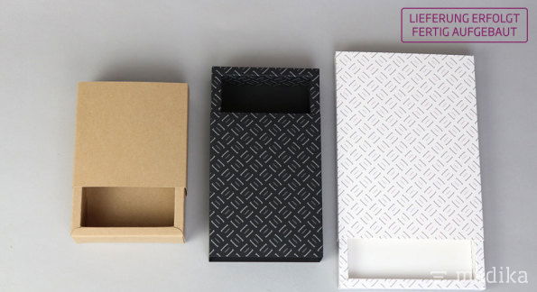 Schiebeschachtel Hohlwand offen Naturkarton Schwarzkarton