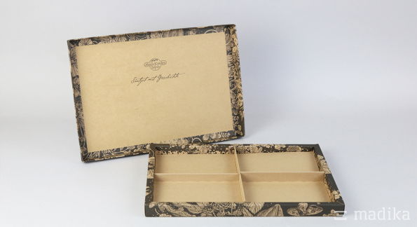 Stülpschachtel Naturkarton schwarze Bedruckung