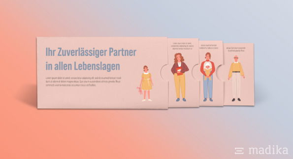 Bedruckte Teleskopkarte mit 3 Auszügen