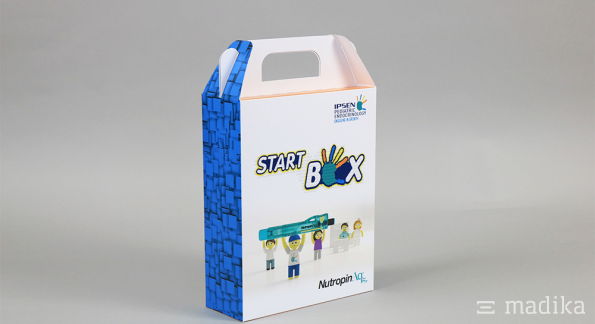 Tragegriffschachtel bunte Bedruckung