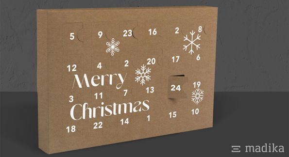 Türchen-Adventskalender aus braunem Naturkarton