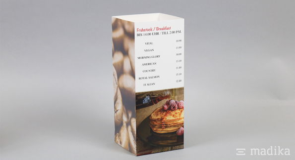 Vierkantaufsteller für die Gastronomie