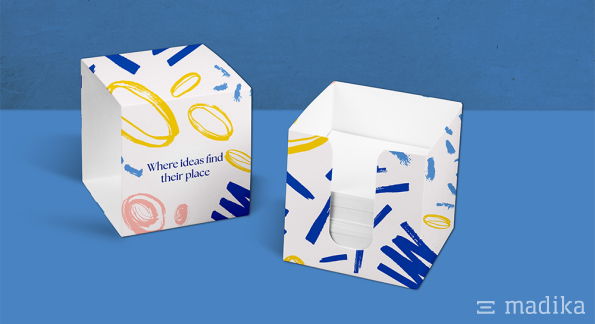Zettelbox mit Banderole bedruckt Zettelbox mit Banderole bedruckt