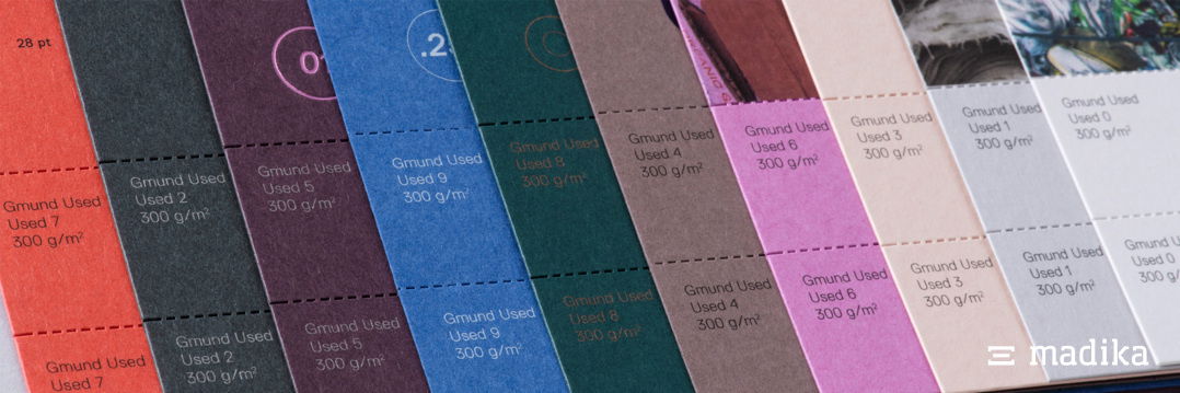 Farbpalette des recycelten Kartons Gmund Used Gmund Used recycelter Karton Farbauswahl