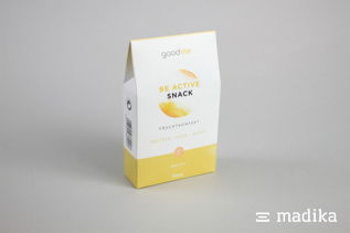 Bedruckte Beutelschachtel für gesunde Snacks. Beutelschachtel für Snacks