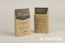 Bedruckte Beutelschachteln aus Naturkarton Nachhaltige Beutelschachteln aus Naturkarton