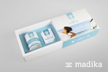 Im maritimem Blau gehaltene Schiebeschachtel für Heilerde Produktverpackung zum Schieben für Heilerde