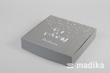 Die Klappschachtel gekrempelt bittet mit ihrem Motiv um Schnee: "Let it snow!" Klappschachtel gekrempelt mit weihnachtlichem Motiv