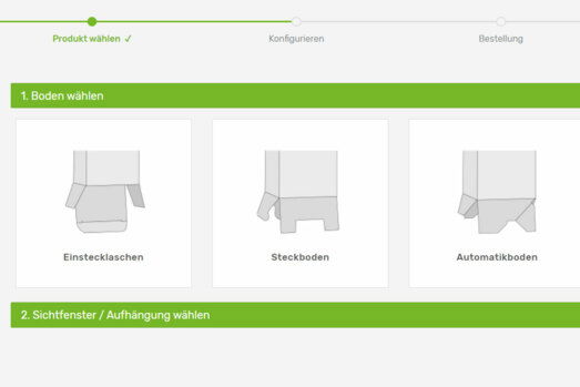 Einstecklaschen, Steckboden, Automatikboden. Wählen Sie einfach Ihre Variante. Einstecklaschen, Steckboden, Automatikboden