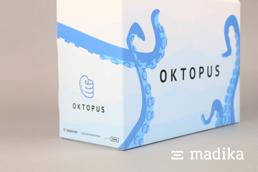 Von verspielten Designs sind wir als Verpackungshersteller besonders begeistert. Eine Tragegriffschachtel mit blauem verspieltem Design