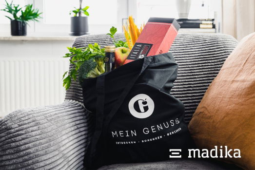 Mein Genuss Einkaufstasche mit Mein Genuss Produkten Mein Genuss Einkaufstasche mit Mein Genuss Produkten