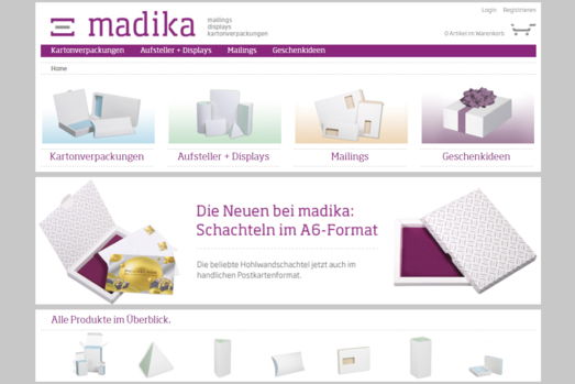 Der madika-Onlineshop zu seiner Gründung im Jahr 2014 Der madika-Onlineshop zu seiner Gründung im Jahr 2014