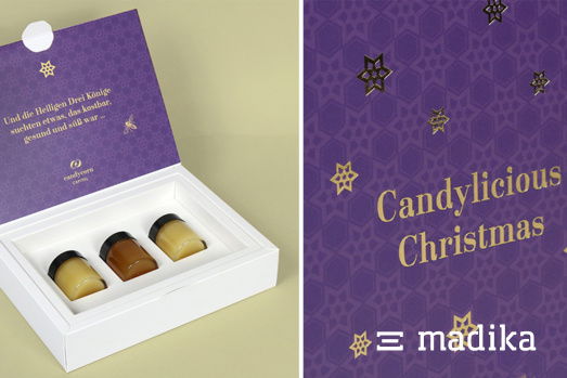 Weihnachtliche Magnetschachtel mit Inlay und Befüllung Weihnachtliche Magnetschachtel mit Inlay und Befüllung