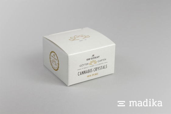 Helle und elegante Faltschachtel für Hanfblüten Helle Faltschachtel für Hanfblüten