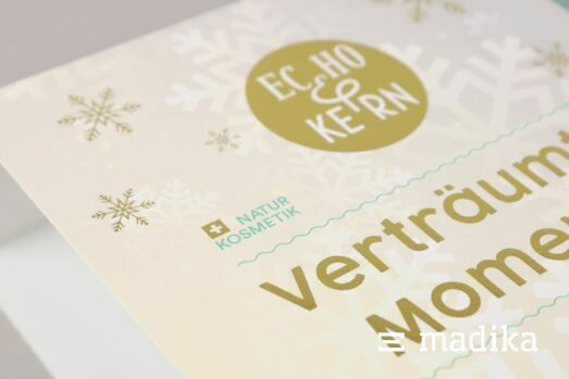 Veredelte Banderole im weihnachtlichen Design Karton-Banderole mit Bedruckung und Veredelung