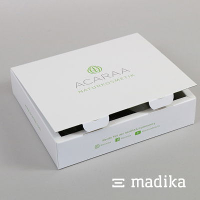 Hohlwandklappschachteln sind ideal, um mehrteilige Seifen- oder Kosmetiksets zu verkaufen. Seifenverpackung zum Aufklappen