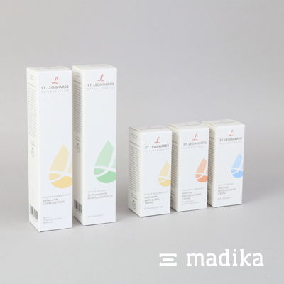 Faltschachteln von madika.de mit schlichtem Verpackungsdesign. madika-Faltschachteln Verpackungsdesign