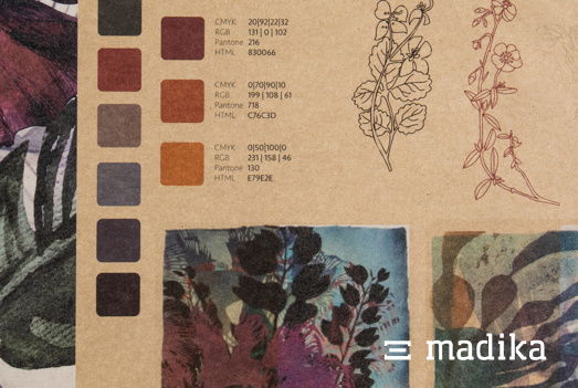 Bedruckung auf braunem Naturkarton Bedruckung auf braunem Naturkarton