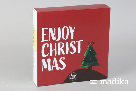 Enjoy Christmas: Die Weihnachtsverpackung strahlt eine fröhliche Weihnachtsstimmung aus. Weihnachtlich bedruckte Kartonverpackung