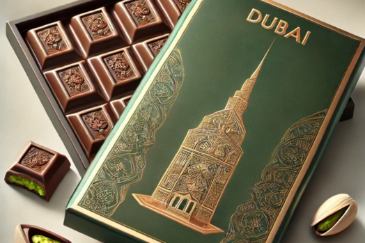 Klappschachtel mit Inlay für Dubai Schokolade Klappschachtel mit Inlay für Dubai Schokolade