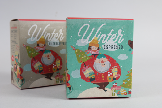 Bunt bedruckte Kaffee-Verpackung