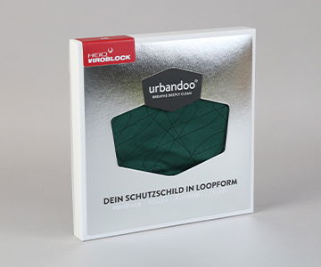 Textilverpackung mit silberner Heißfolienprägung