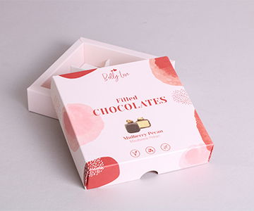 Bedruckte Produktverpackung mit Inlay für Pralinen